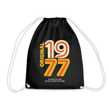 Jahrgang 1977 50. Geburtstag lustig Geschenk Retro - Turnbeutel - Schwarz - Vorne