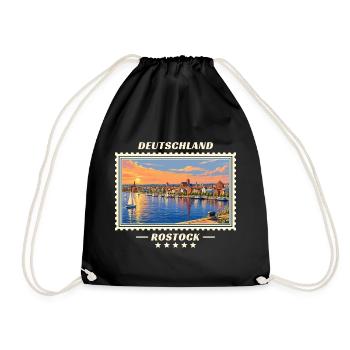 Deutschland Rostock Vintage Reisemarke - Turnbeutel - Schwarz - Vorne