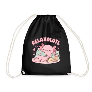 Relaxaxolotl am Laptop - Turnbeutel - Schwarz - Vorne