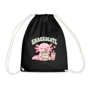 Snackolotl Kawaii Snackmotiv - Turnbeutel - Schwarz - Vorne