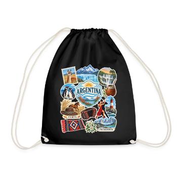 Argentinien Reisesticker - Turnbeutel - Schwarz - Vorne