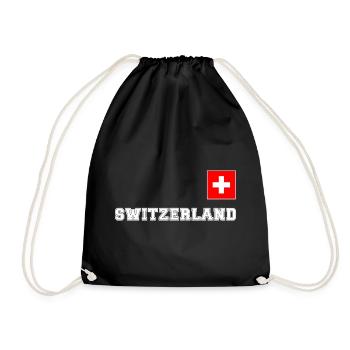 SCHWITZERLAND SCHWEIZ Trikot Look mit Fahne Flagge - Turnbeutel - Schwarz - Vorne