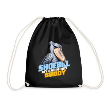 Schuhschnabel – Mein schlechte Laune-Kumpel | Exotischer Vogel - Turnbeutel - Schwarz - Vorne