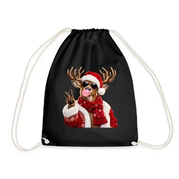 Christmas Reindeer Bubble Gum Sunglasses Santa - Turnbeutel - Schwarz - Vorne