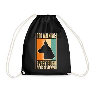 Gassi-Humor – Dog Walking Every Bush Gets Reviewed - Turnbeutel - Schwarz - Vorne