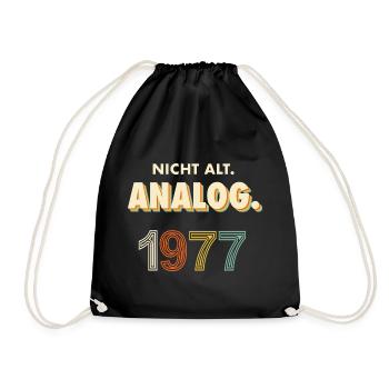 Nicht alt, analog! 1977 Retro 50. Geburtstag - Turnbeutel - Schwarz - Vorne