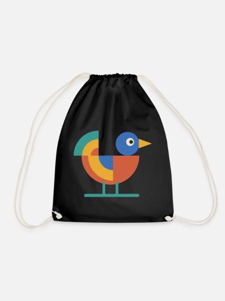 Geometrischer Vogel aus Kreisen und Viertelkreisen - Turnbeutel - Schwarz