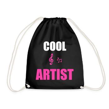Cooler Künstler-Musik-Tee - Turnbeutel - Schwarz - Vorne