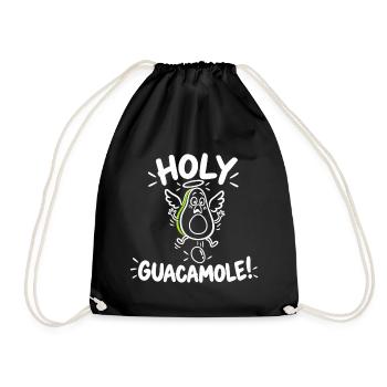 Holy Guacamole – Lustige und skurrile Engels-Avocado - Turnbeutel - Schwarz - Vorne