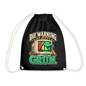 Warnung in Grün - Turnbeutel - Schwarz - Vorne