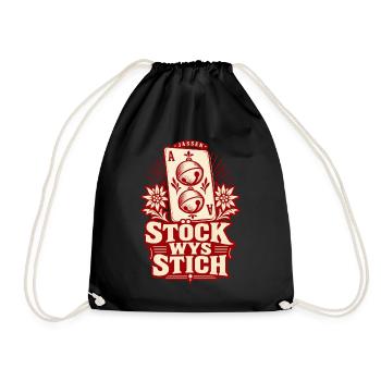 Stöck Wys Stich – Schellen-Ass Retro - Turnbeutel - Schwarz - Vorne