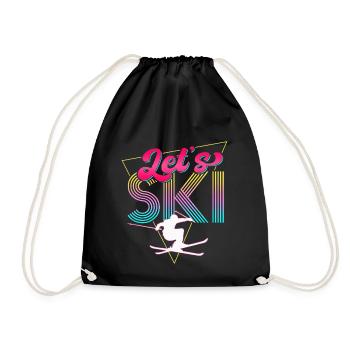 Let's Ski Neon Retro Skier - Turnbeutel - Schwarz - Vorne