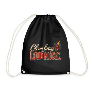 Clean Living Loud Music Straight Edge Nüchtern - Turnbeutel - Schwarz - Vorne