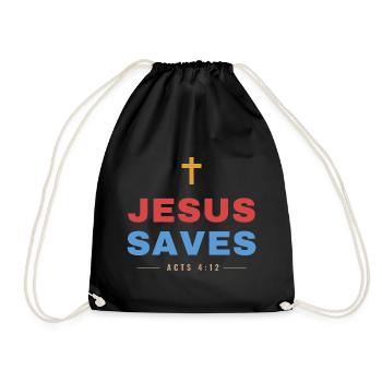 Jesus Saves – Acts 4:12 Christian - Turnbeutel - Schwarz - Vorne