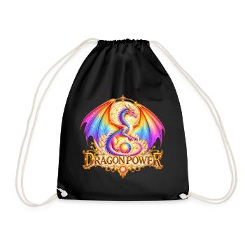 Regenbogendrache – Dragon Power & Mandala - Turnbeutel - Schwarz - Vorne