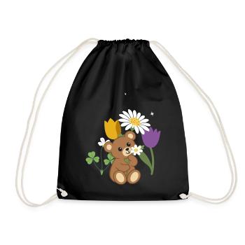 Teddy Blumen Kinder Geschenkidee Margerite - Turnbeutel - Schwarz - Vorne