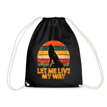Wolf – Let Me Live My Way – Vintage-Retro - Turnbeutel - Schwarz - Vorne