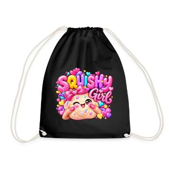 Squishy Girl Glitzerherz - Turnbeutel - Schwarz - Vorne