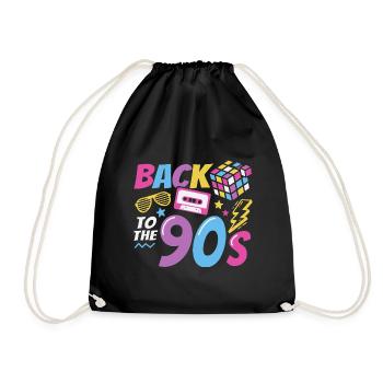 90er Jahre Party Kostüm Retro 90s Mottoparty - Turnbeutel - Schwarz - Vorne
