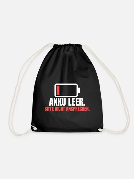 Akku leer. Bitte nicht ansprechen. - Turnbeutel - Schwarz