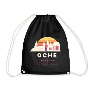 Oche Retro Sunset Skyline Stadt Karls des Großen - Turnbeutel - Schwarz - Vorne