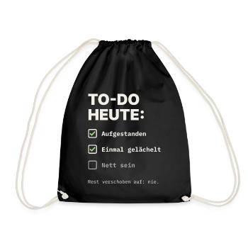 todo-heute - Turnbeutel - Schwarz - Vorne