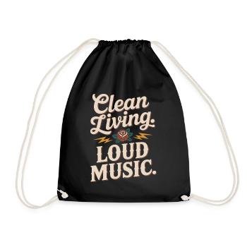 Clean Living Loud Music Straight Edge Nüchtern - Turnbeutel - Schwarz - Vorne