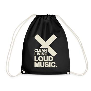 Clean Living Loud Music Straight Edge Nüchtern - Turnbeutel - Schwarz - Vorne