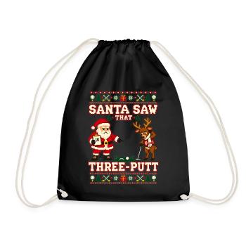 Weihnachten Golf Golfer Putten Geschenkidee - Turnbeutel - Schwarz - Vorne