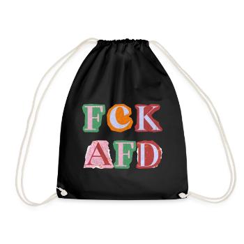 FCK AFD ERPRESSERBRIEF BUCHSTABEN, FCK NZS, NO NZS - Turnbeutel - Schwarz - Vorne