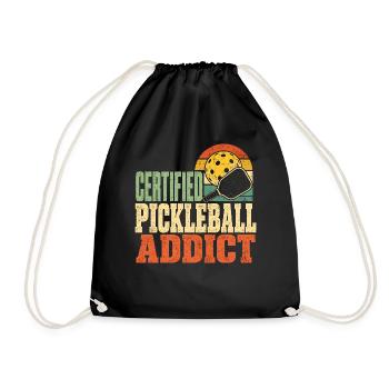 Zertifizierter Pickleball-Süchtiger Retro - Turnbeutel - Schwarz - Vorne