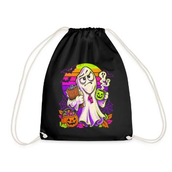 Halloween Geist Pausenaufsicht Lehrkraft - Turnbeutel - Schwarz - Vorne