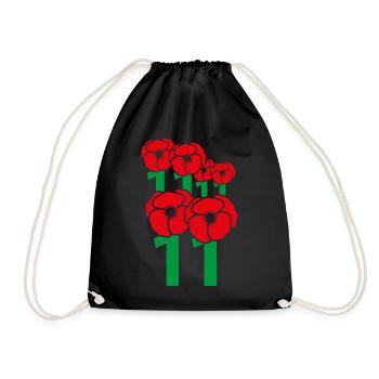 Rote Mohnblumen auf grünen Stängeln - Turnbeutel - Schwarz - Vorne