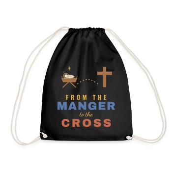 From the Manger to the Cross – Christian - Turnbeutel - Schwarz - Vorne