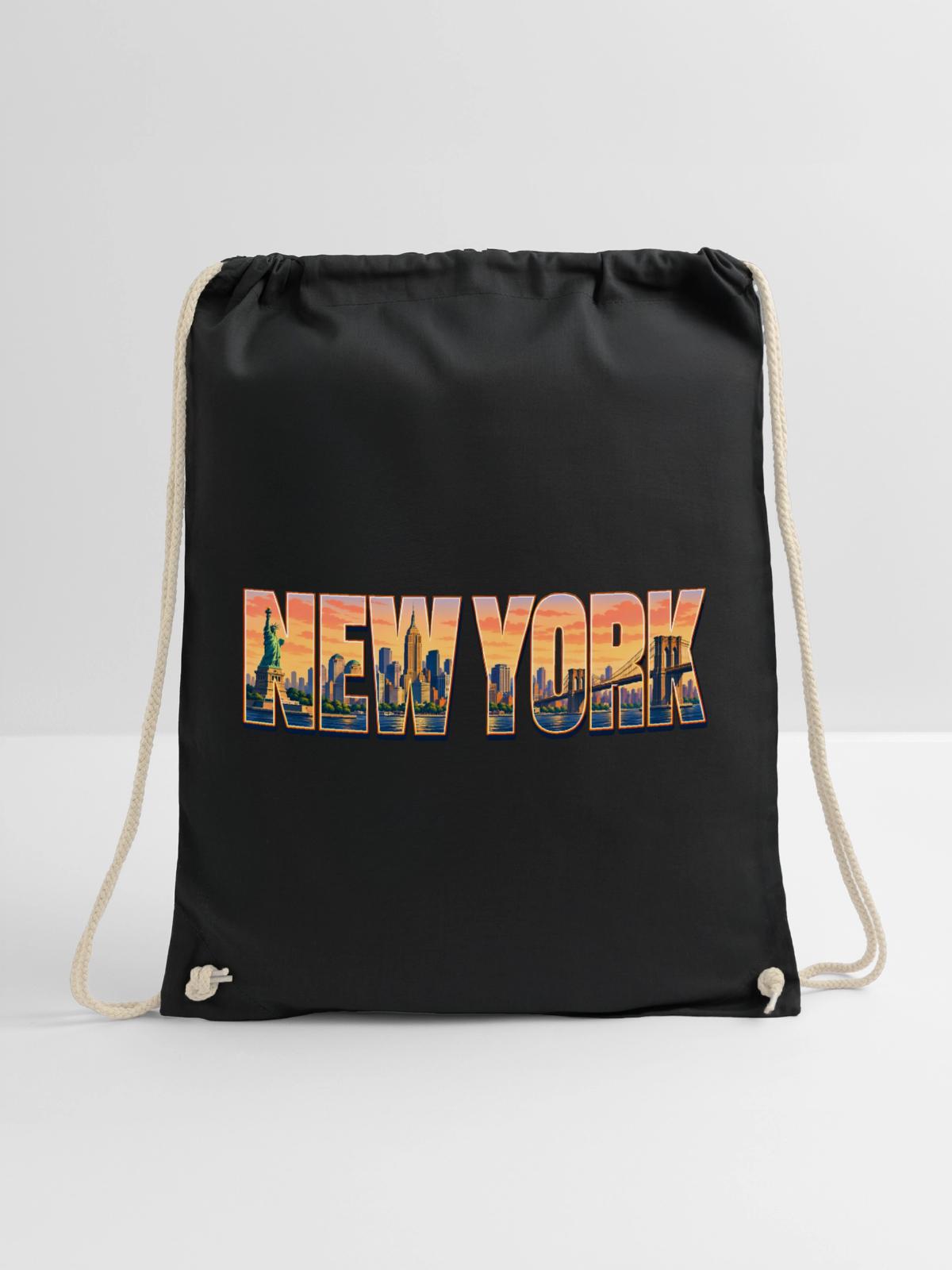 New-York-33cm - Turnbeutel - Schwarz - Vorne