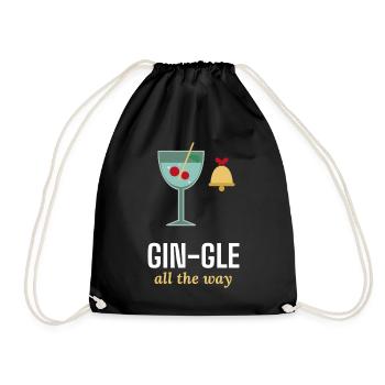 Gin-gle All the Way lustiger Gin-Weihnachtspullover - Turnbeutel - Schwarz - Vorne