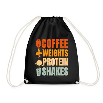Kaffee Gewichte Protein Shakes Design - Turnbeutel - Schwarz - Vorne