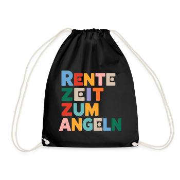 Rente Zeit zum Angeln Spruch - Turnbeutel - Schwarz - Vorne