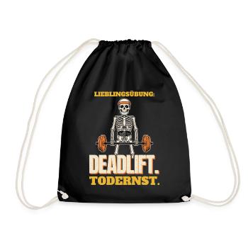 Lieblingsübung Deadlift, todernst - Turnbeutel - Schwarz - Vorne