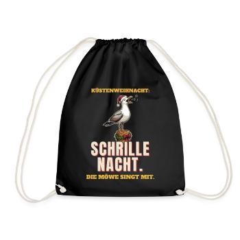 Schrille Nacht mit Möwe - Turnbeutel - Schwarz - Vorne