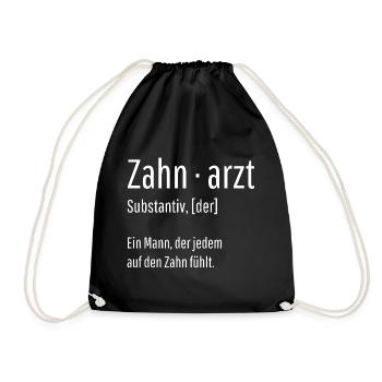 Zahnarzt Substantiv Definition Geschenk - Turnbeutel - Schwarz - Vorne