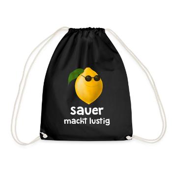 Sauer macht lustig - lächelnde Zitrone - Turnbeutel - Schwarz - Vorne