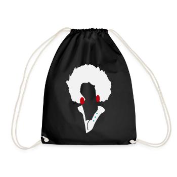 Weiße Afro-Silhouette mit blauen Knöpfen - Turnbeutel - Schwarz - Vorne