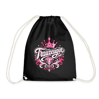Trauzeugin Krone Hochzeit Braut - Turnbeutel - Schwarz - Vorne