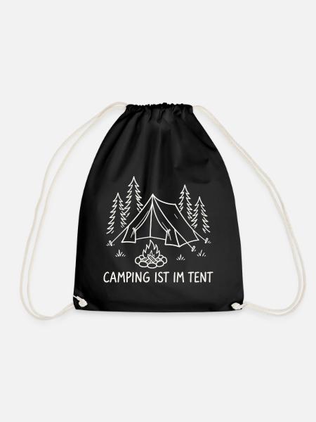 Camping im Tent Waldsilhouette - Turnbeutel - Schwarz
