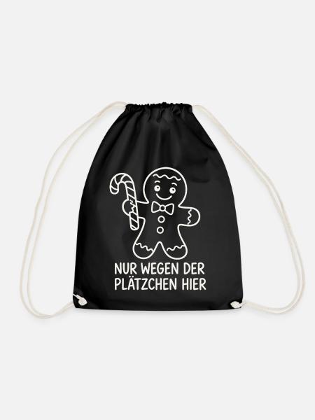 Weihnachts-Gingerbread mit Zuckerstange - Turnbeutel - Schwarz