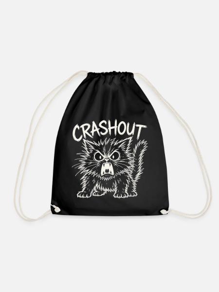 Crashout CartoonWut Katze - Turnbeutel - Schwarz