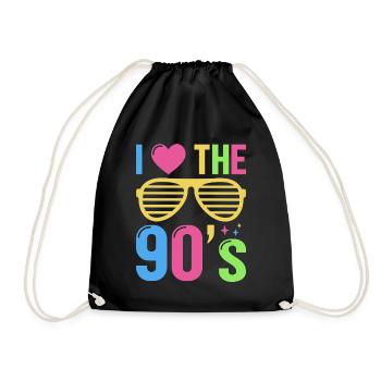 90er Jahre Party Kostüm Retro 90s Mottoparty - Turnbeutel - Schwarz - Vorne