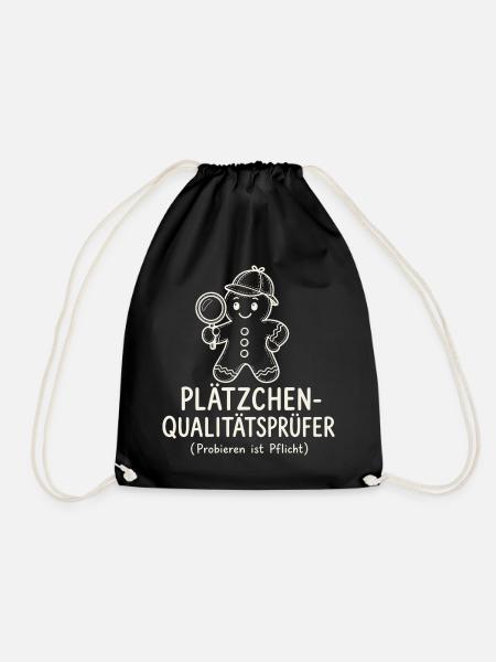 Plätzchen-Qualitätsprüfer Probieren ist Pflicht - Turnbeutel - Schwarz