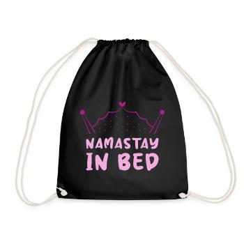 Namastay In Bed Yoga Faulenzen Wortspiel - Turnbeutel - Schwarz - Vorne